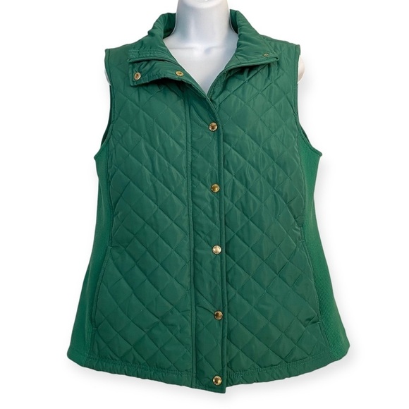 Cynthia Rowley Green Quilted Zip-up Sleeveless Puffer Vest Sz Large Solid Layer - Picture 1 of 16